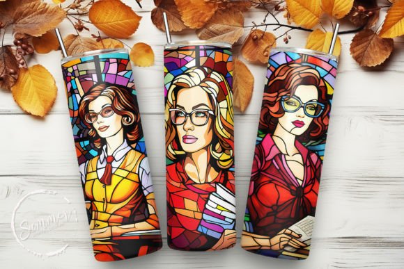 Retro Teacher Stained Glass Backgrounds for Creative Projects