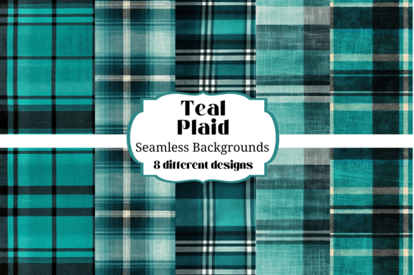 Teal Plaid Flannel Seamless Backgrounds for Your Projects