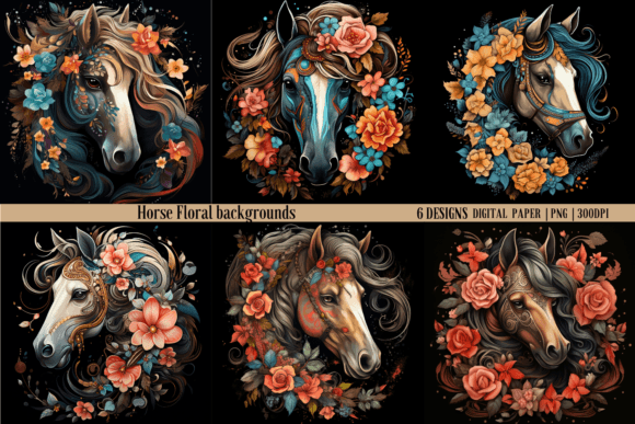 Unleashing Wild Elegance: The Black Horse Floral Backgrounds
