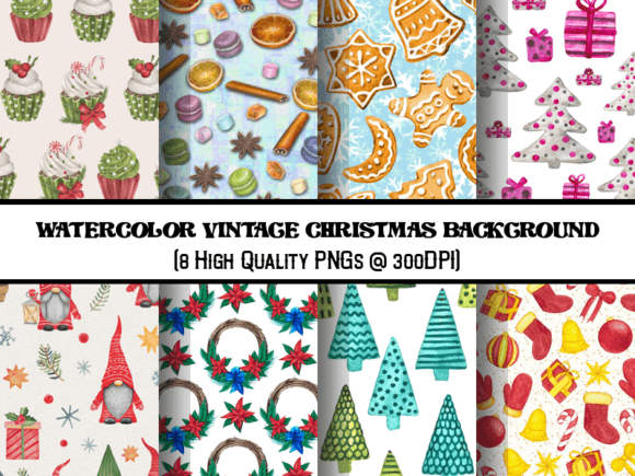 Watercolor Vintage Christmas Backgrounds for Your Projects